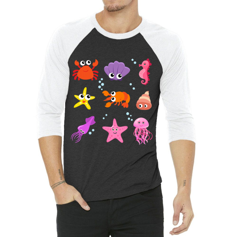 Crustacean Core Aesthetic Crustaceans Crab Lobster 3/4 Sleeve Shirt | Artistshot