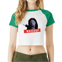 Wassup Scream Scary Movie Fun Raglan Crop Top | Artistshot