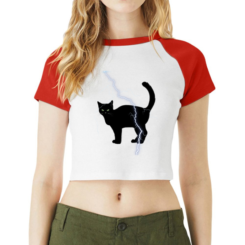 Cat Lightning Raglan Crop Top by CAMMIGRAHAM | Artistshot