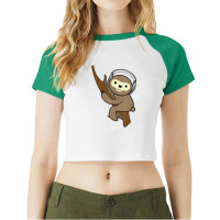 Cool Sloth Music Headphones Animal Earphones Raglan Crop Top | Artistshot