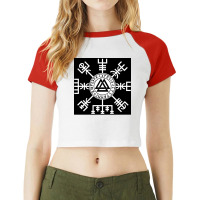 Viking Compass Vegvisir Valknutrunes Viking  Retro Love Travel Raglan Crop Top | Artistshot