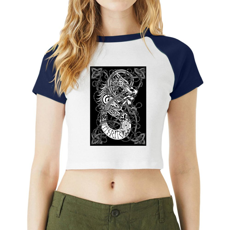 Fenrir Norse Mythology Wolf  Hippie Raglan Crop Top by epeldossieg | Artistshot