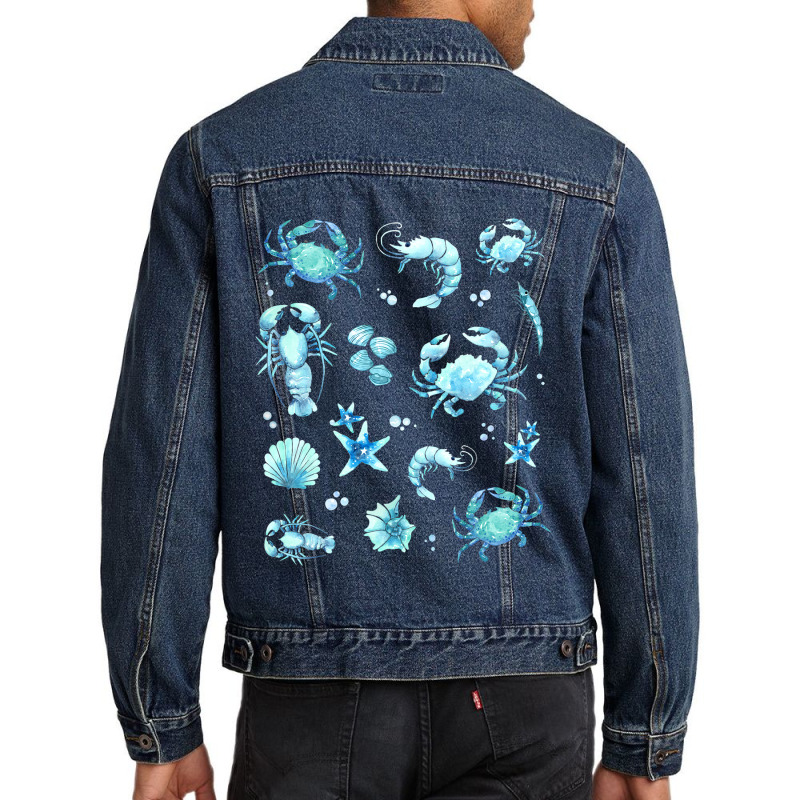 Crustacean Core Aesthetic Crustaceans Crab Lobster Men Denim Jacket | Artistshot