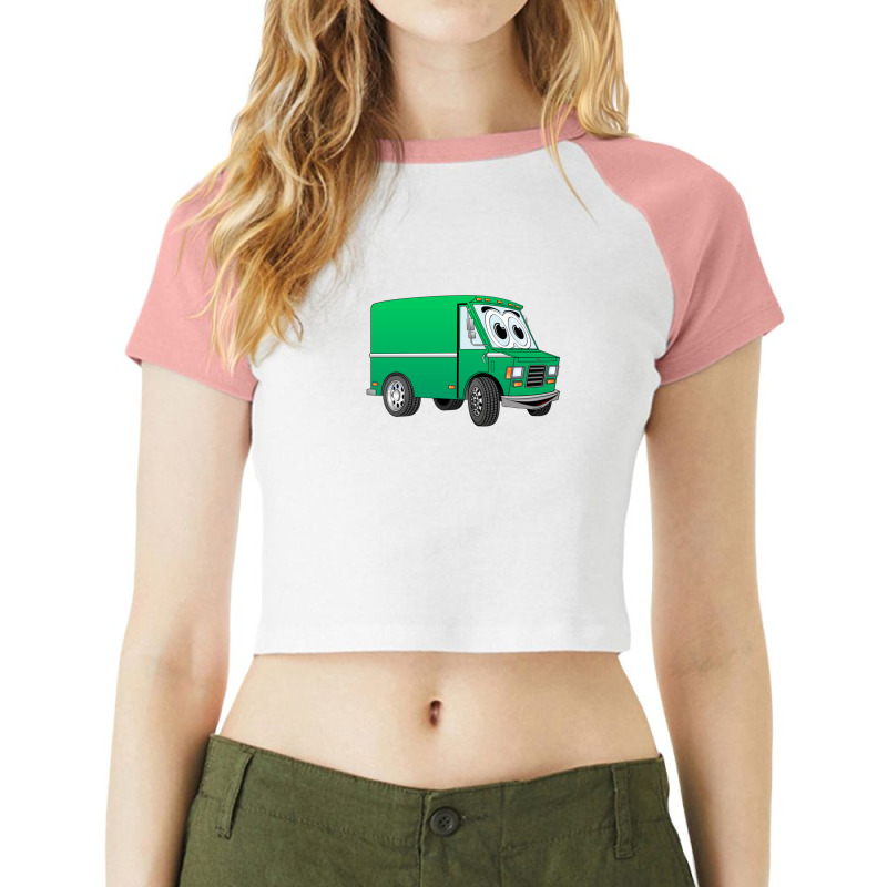 Green Mini Van Cartoon Raglan Crop Top by JenniferJones | Artistshot