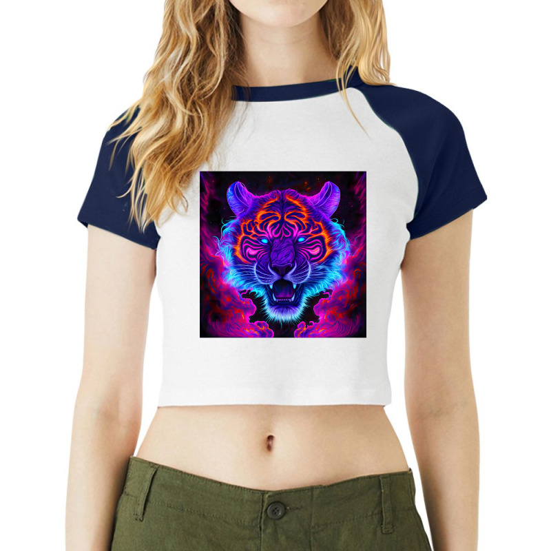 Tiger Colorful Pop Art Raglan Crop Top by Noto Creative | Artistshot