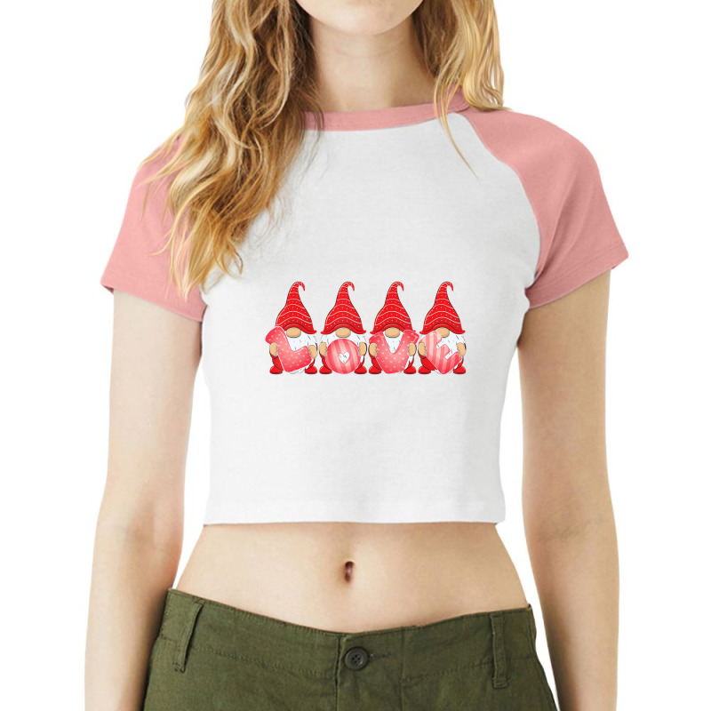 Hot Trend Love Gnomes Happy Valentine's Day Couple Matching Raglan Crop Top by Karyn Love | Artistshot