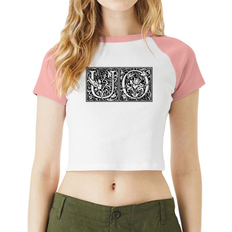 Uo   Initials U O Name Surname Onomastics Onomatology T Shirt Raglan Crop Top by alysestick8m7 | Artistshot