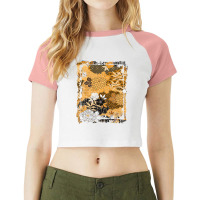 Japanese Floral Pattern Chrysanthemum Cherry Blossom Earth Tone Colors Raglan Crop Top | Artistshot