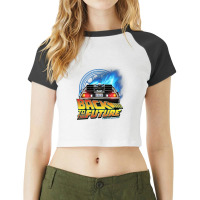 Back To The Future Delorean Teleport And Clock Tower. Perfect Present Raglan Crop Top | Artistshot