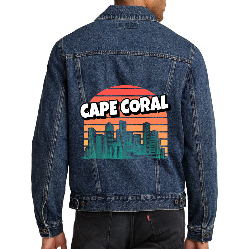 Cape Coral Retro Vintage Traveling Traveler Men Denim Jacket | Artistshot