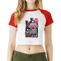 Cartoon Character Electronic Cigarette Raglan Crop Top | Artistshot