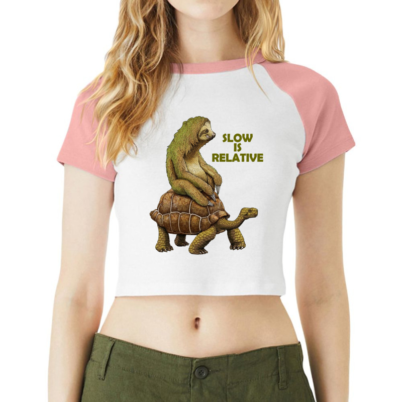 Limited Edition Speed Of Sloth And Turtle Raglan Crop Top by greggjvandervor | Artistshot