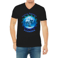 Coral Shores Florida Vacation Swimming Manatees V-neck Tee | Artistshot