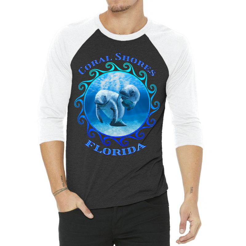 Coral Shores Florida Vacation Swimming Manatees 3/4 Sleeve Shirt | Artistshot