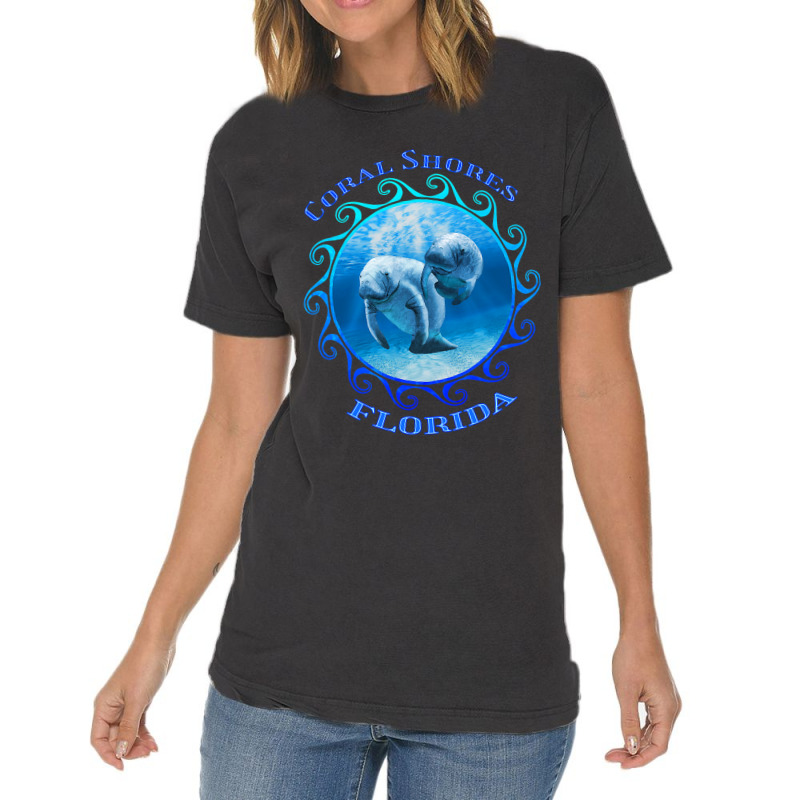 Coral Shores Florida Vacation Swimming Manatees Vintage T-shirt | Artistshot