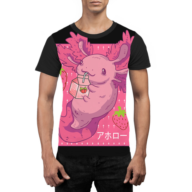 Cute Axolotl Pastel Goth Strawberry Milk Kids Yout Graphic T-shirt | Artistshot