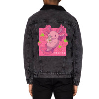 Cute Axolotl Pastel Goth Strawberry Milk Kids Yout Unisex Sherpa-lined Denim Jacket | Artistshot