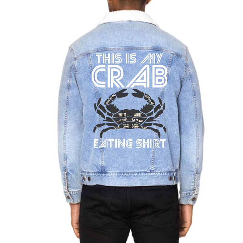 Crab Eating Seafood Butcher Crawfish Funny Lobster Unisex Sherpa-lined Denim Jacket | Artistshot