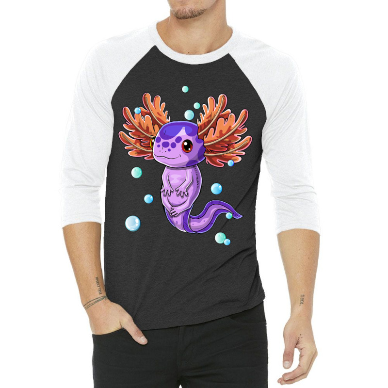 Cute Axolotl Salamander Bubble Girls Boys Kids 3/4 Sleeve Shirt | Artistshot