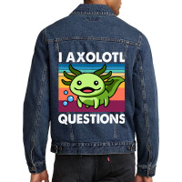 Cute Axolotl Shirt Funny I Axolotl Questions Salam Men Denim Jacket | Artistshot