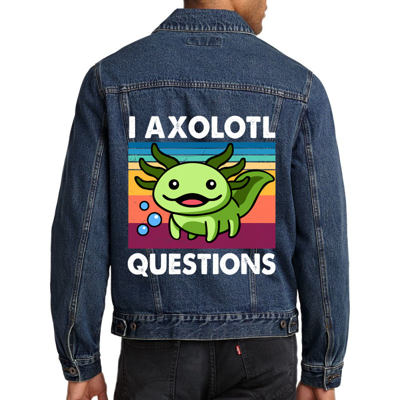 Cute Axolotl Shirt Funny I Axolotl Questions Salam Men Denim Jacket | Artistshot