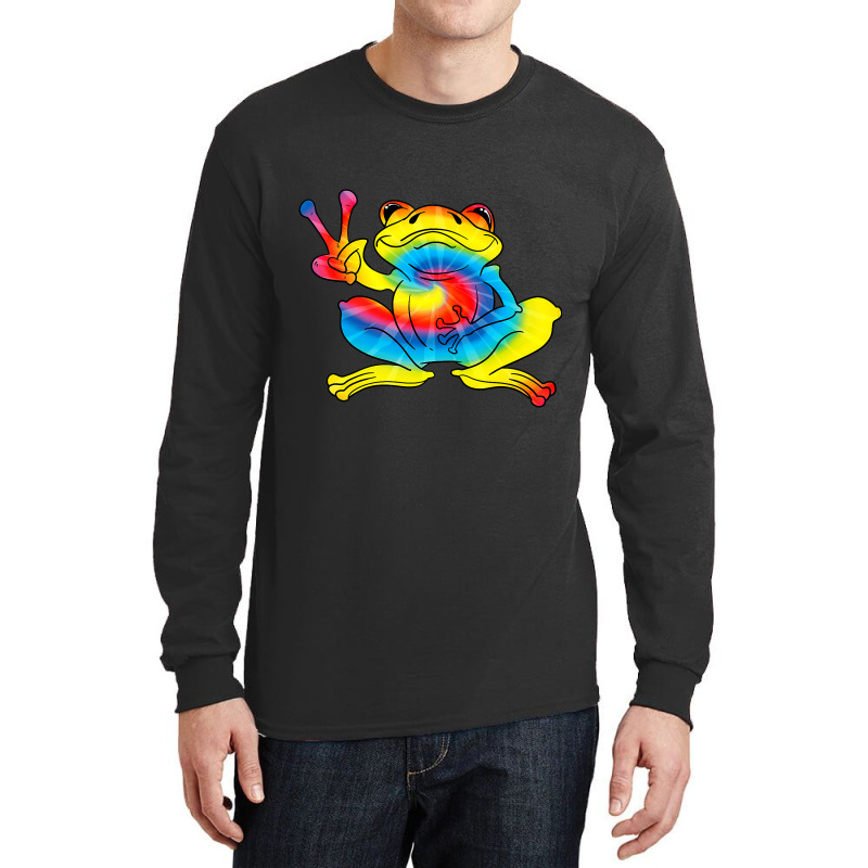 Cool Tie Dye Peace Frog 2funny Hippie Tadpole Love Long Sleeve Shirts | Artistshot