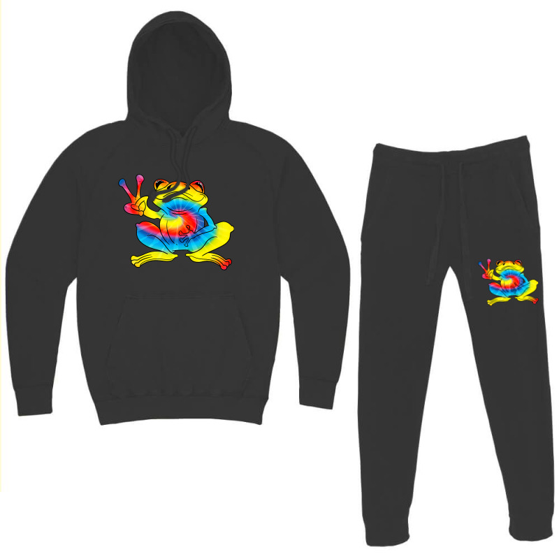 Cool Tie Dye Peace Frog 2funny Hippie Tadpole Love Hoodie & Jogger Set | Artistshot