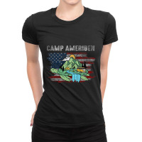 Camp Ameriben American Flag Turtle Distressed Quot Ladies Fitted T-shirt | Artistshot