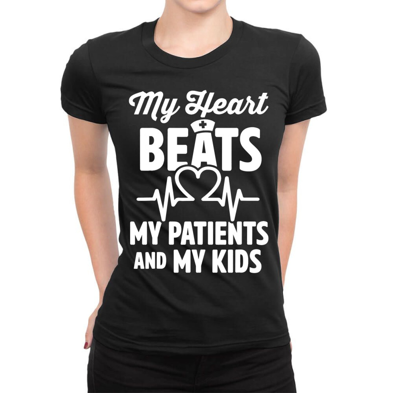 Cardiac Nurse Mom Cardiology My Heart Beats For Tw Ladies Fitted T-Shirt by ADDIECRUZ | Artistshot