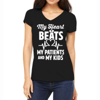 Cardiac Nurse Mom Cardiology My Heart Beats For Tw Women's V-neck T-shirt | Artistshot