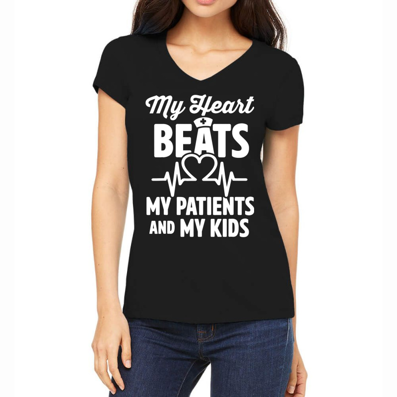 Cardiac Nurse Mom Cardiology My Heart Beats For Tw Women's V-Neck T-Shirt by ADDIECRUZ | Artistshot