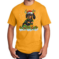 Dachshund Family Matching Xmas Lighting Santa Dachshund Doxie Christma Basic T-shirt | Artistshot