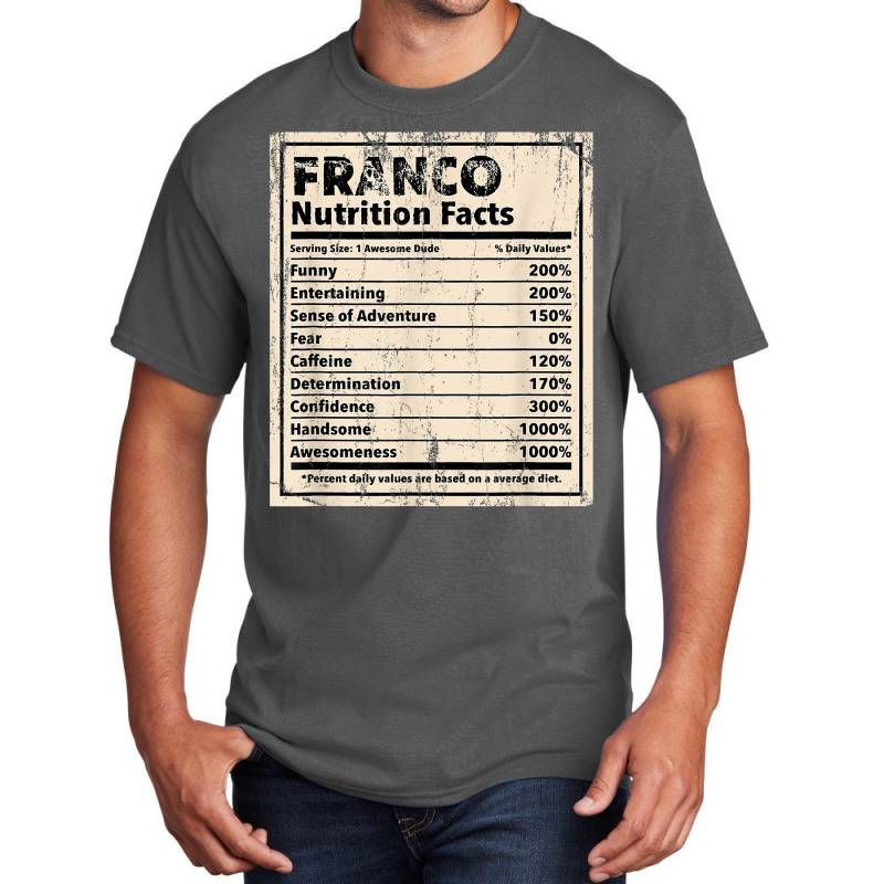 Franco Nutrition Facts Funny Name Humor Nickname T Shirt Basic T-shirt by spizerrleppleq | Artistshot