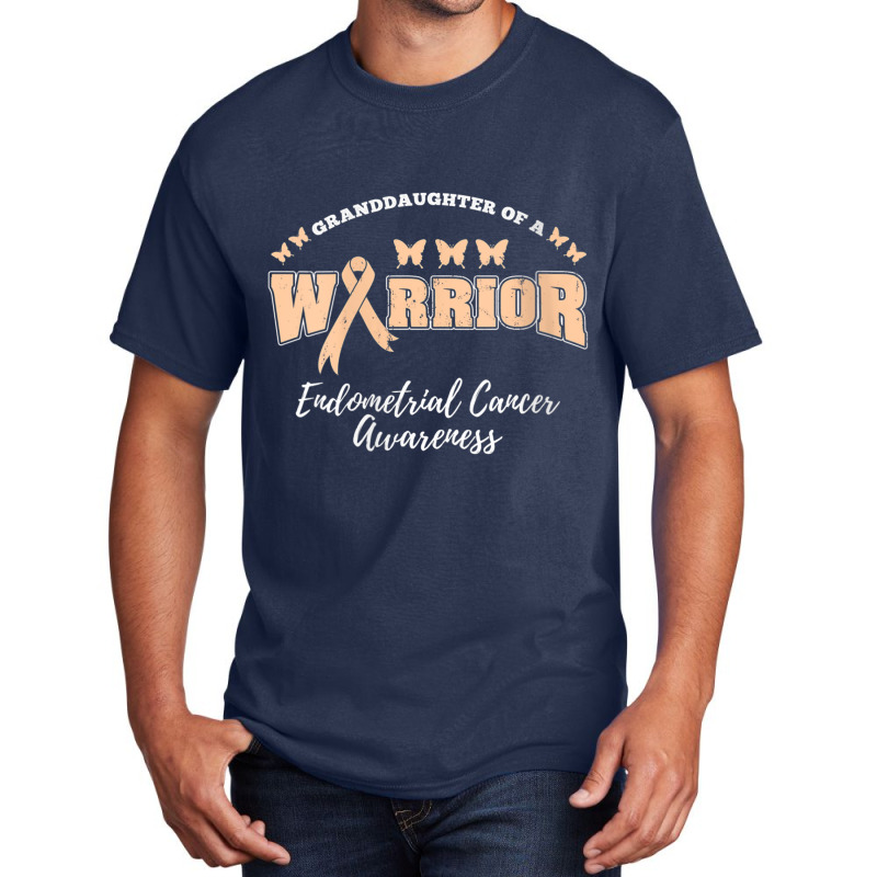 Womens Granddaughter Of A Warrior Endometrial Cancer Awareness Basic T-shirt by LaytonDesign | Artistshot