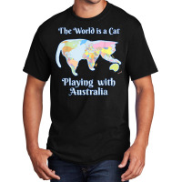 Funny World Is A Cat Playing Map T Shirt Basic T-shirt | Artistshot