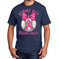 Womens Strike Out Breast Cancer Awareness Day Pink Ribbon Baseball Basic T-shirt | Artistshot