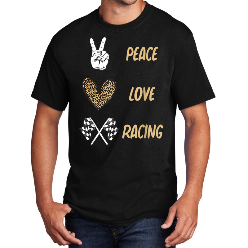 Women's Racing Design Kids Girls Peace Love Racing Race Flag Video Gam Basic T-shirt by CaleDesign | Artistshot