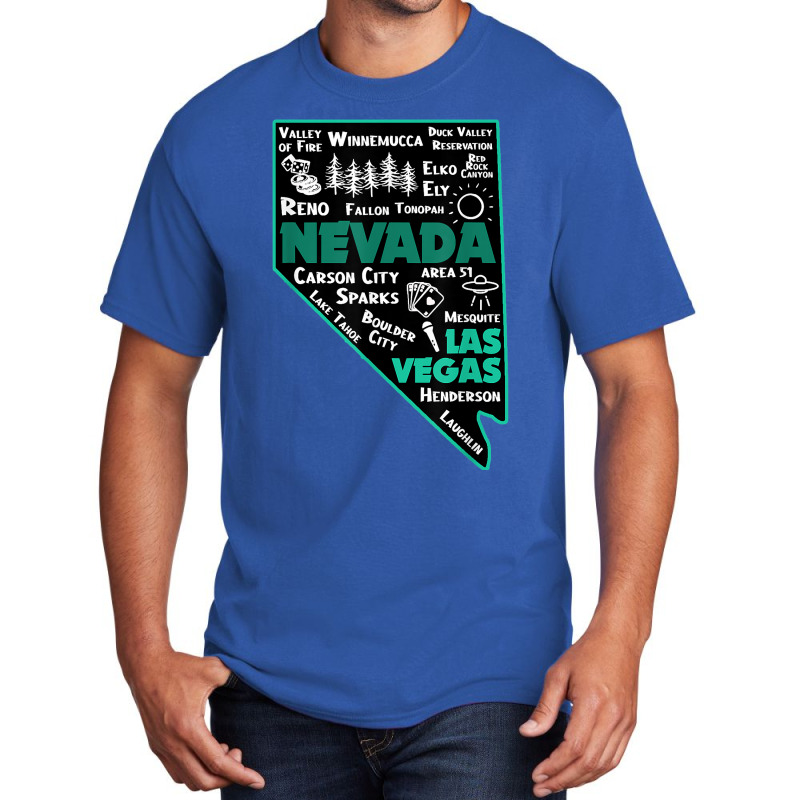 Nevada Las Vegas Map Winnemucca Reno Elko Ely Carson City T Shirt Basic T-shirt | Artistshot