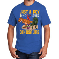 Just A Boy Who Loves Dinosaurs Young Paleontologist Basic T-shirt | Artistshot