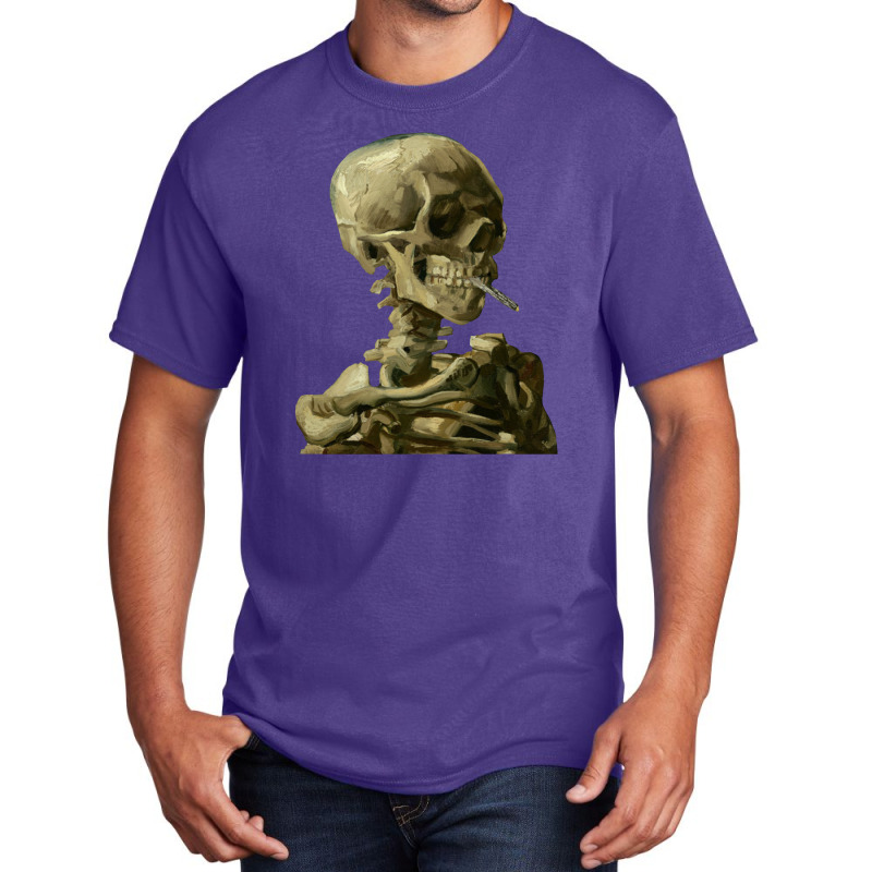 Skull With Burning Cigarette By Vincent Van Gogh Basic T-shirt by acesenpaii | Artistshot