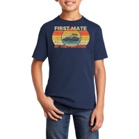 Retro First Mate Pontoon Captain Boat Boating Pontooning T Shirt Basic Youth T-shirt | Artistshot