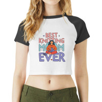 Best Knitting Mom Ever, Cute Doodle Illustration Raglan Crop Top | Artistshot