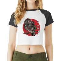 Samurai Warrior And Dragon Vintage Raglan Crop Top | Artistshot