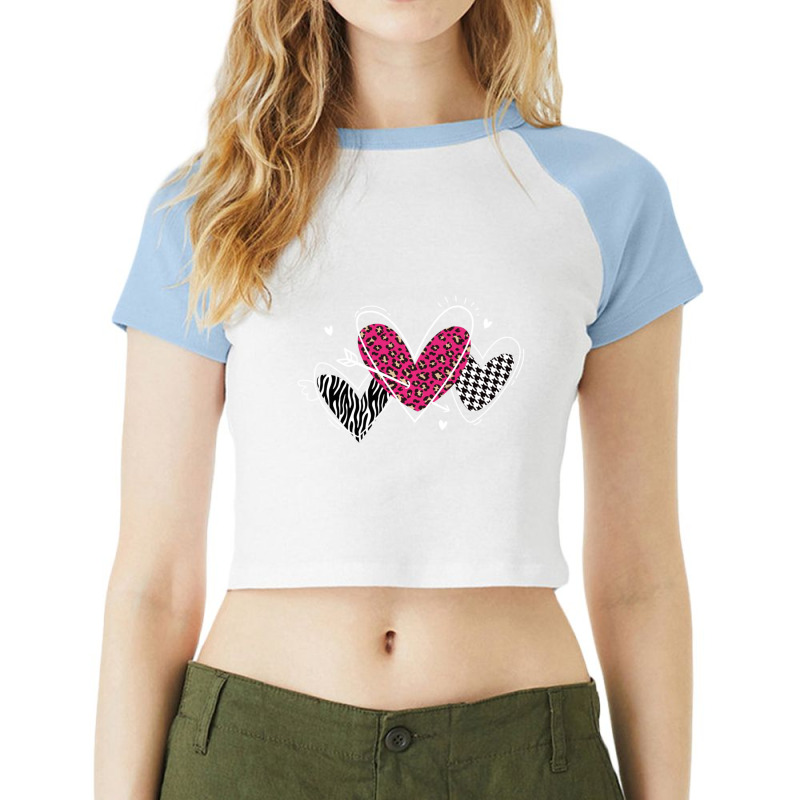 Limited Edition Valentine's Day Hearts Houndstooth, Zebra, Pink Leopar Raglan Crop Top by Trudeau Palmer | Artistshot