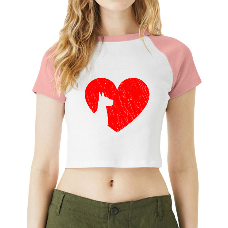 Hot Trend Valentines Day Retro Hearts Dane Dog Puppy Lover Raglan Crop Top by Karyn Love | Artistshot