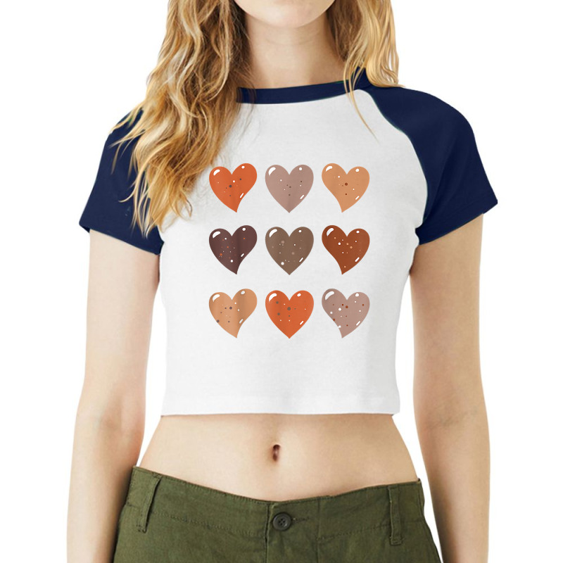 Melanin Skin Tone Hearts, Be Kind, Black History Month Tees T Shirt Raglan Crop Top | Artistshot