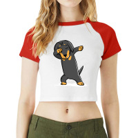 Trending Dabbing Dachshund Funny Doxie Raglan Crop Top | Artistshot