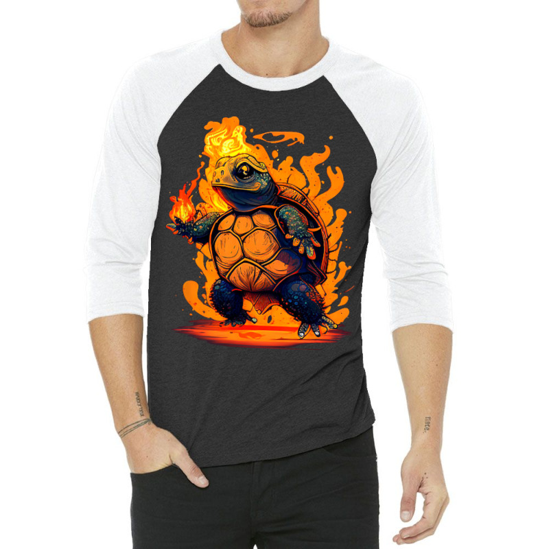 Cool Tortoise For Fire And Flames Turtles 3/4 Sleeve Shirt | Artistshot