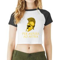 Per Aspera Ad Astra   Motivational Classical Latin Quote T Shirt Raglan Crop Top | Artistshot