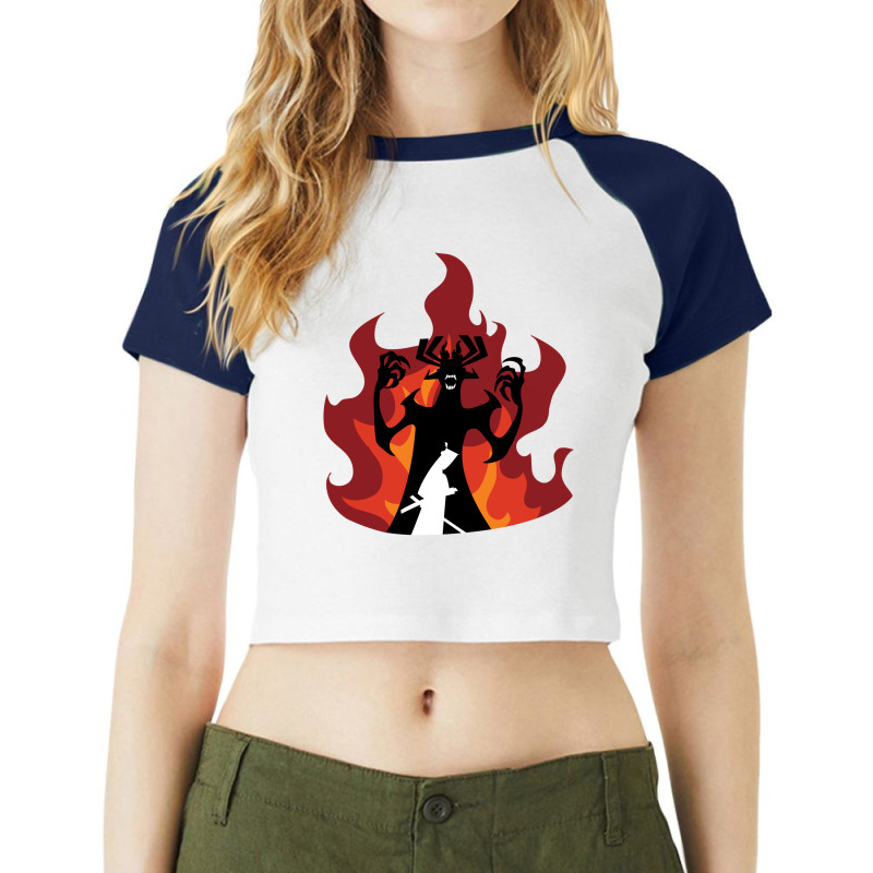 Samurai Jack™ Vs Aku Final Battle Raglan Crop Top by memererhart1 | Artistshot